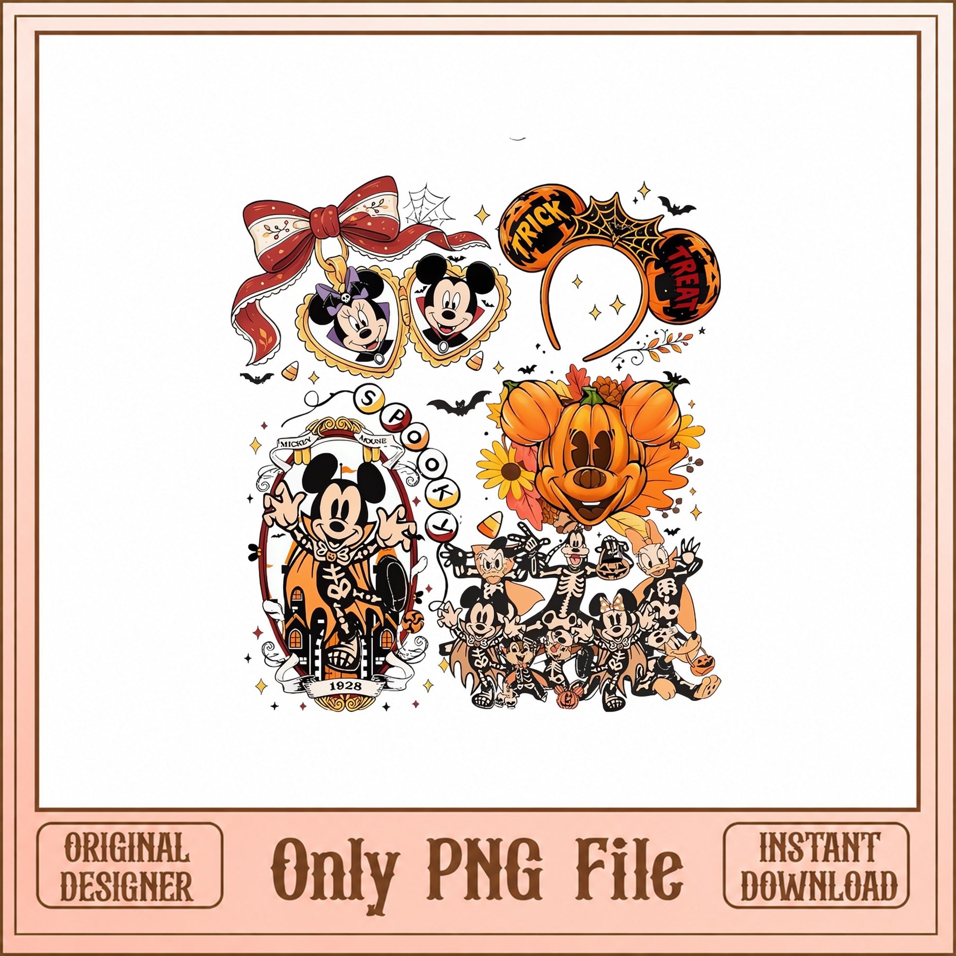 Mickey And Minnie Halloween Bundle, Disney Fall PNG, Spooky PNG
