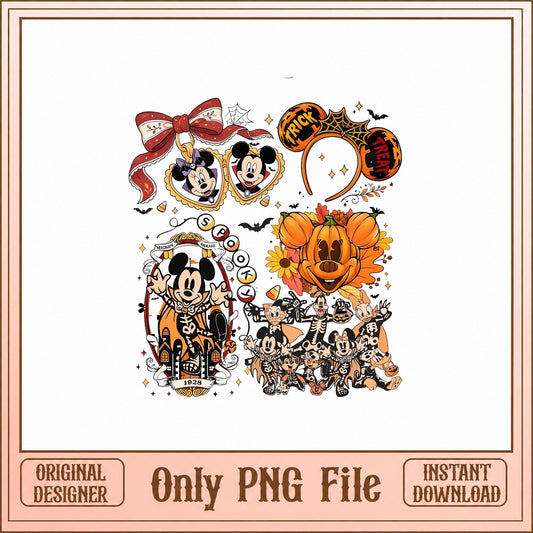 Mickey And Minnie Halloween Bundle, Disney Fall PNG, Spooky PNG