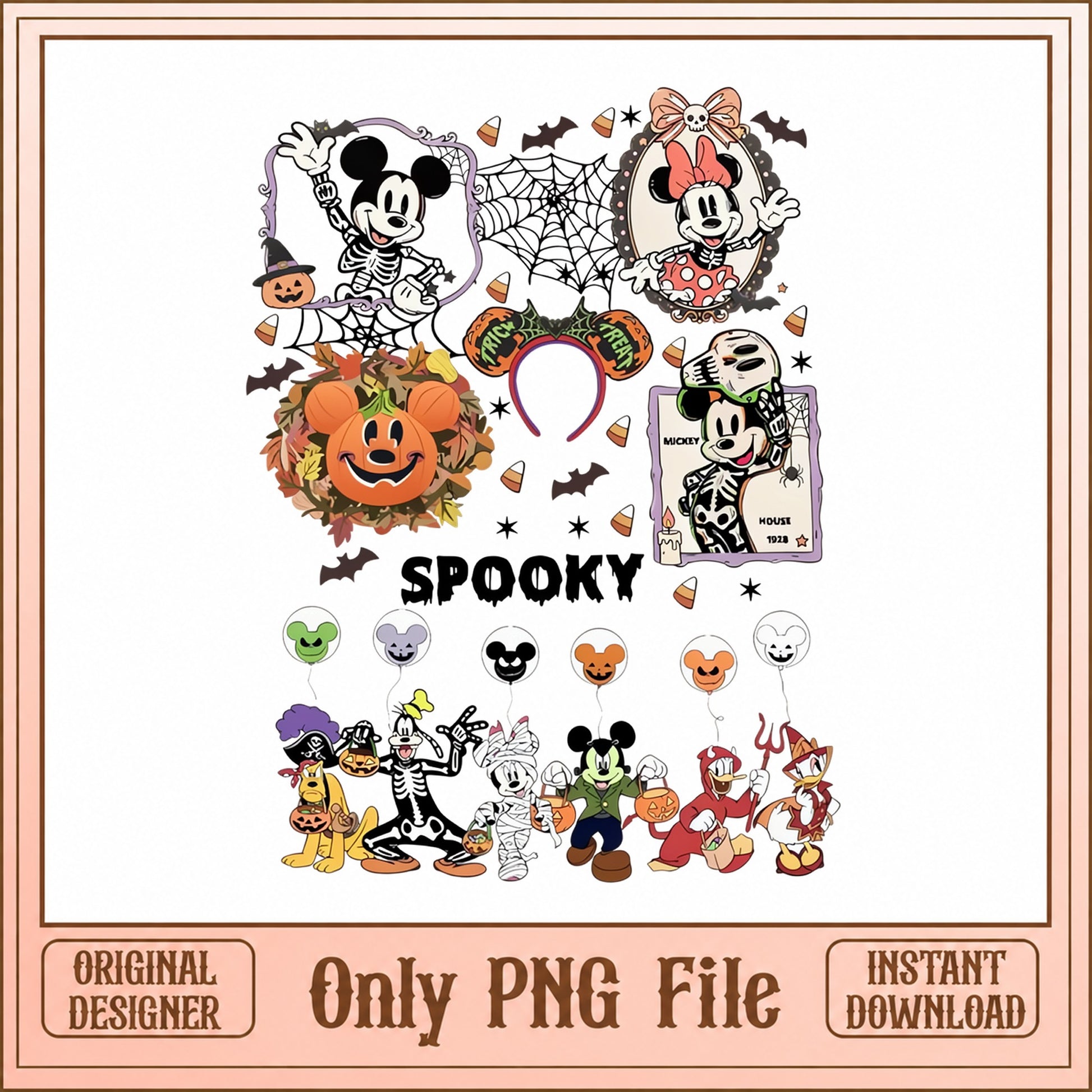 Mickey And Minnie Halloween Bundle, Disney Spooky Clipart, PNG