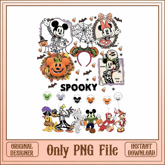Mickey And Minnie Halloween Bundle, Disney Spooky Clipart, PNG