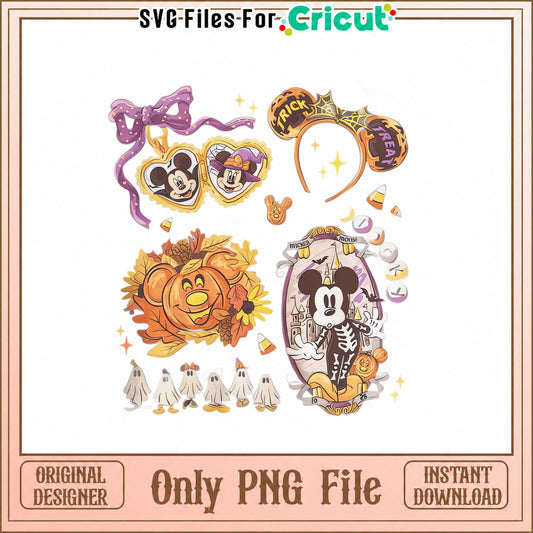 Mickey And Minnie Halloween Bundle PNG, Disney Fall PNG, Cricut PNG
