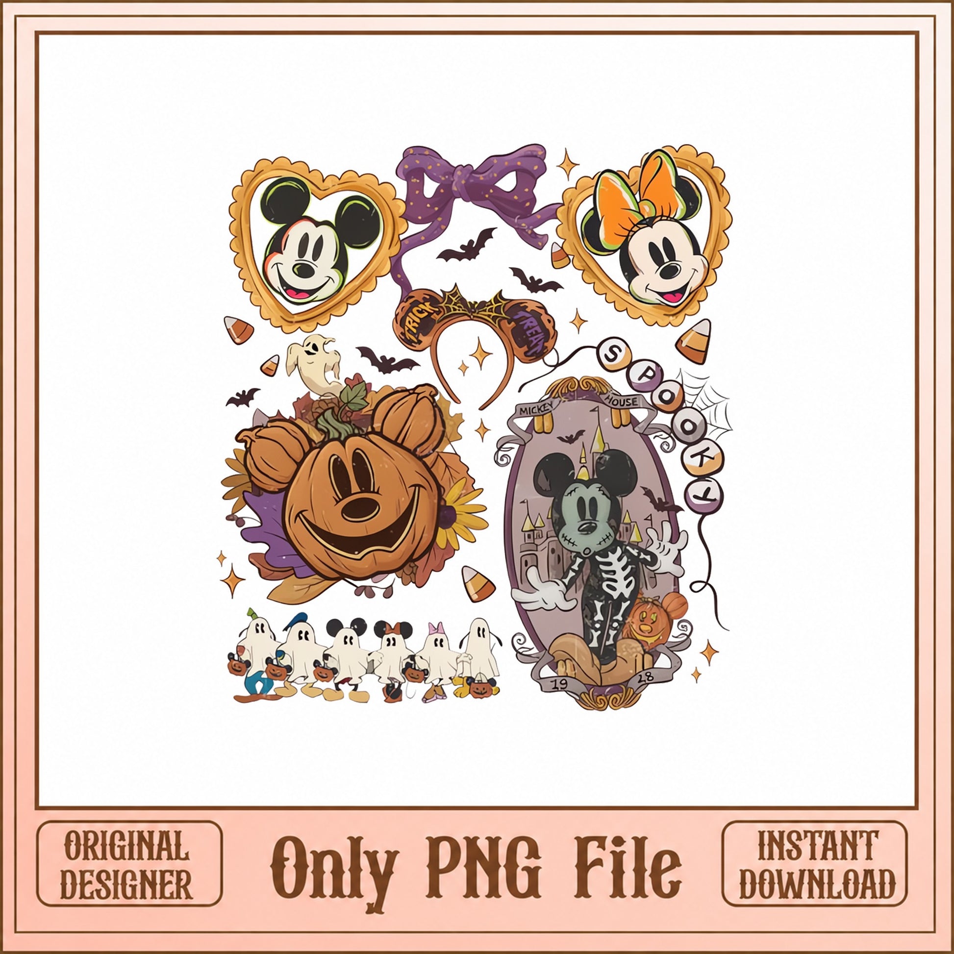 Mickey And Minnie Halloween PNG, Disney Fall Clipart, PNG