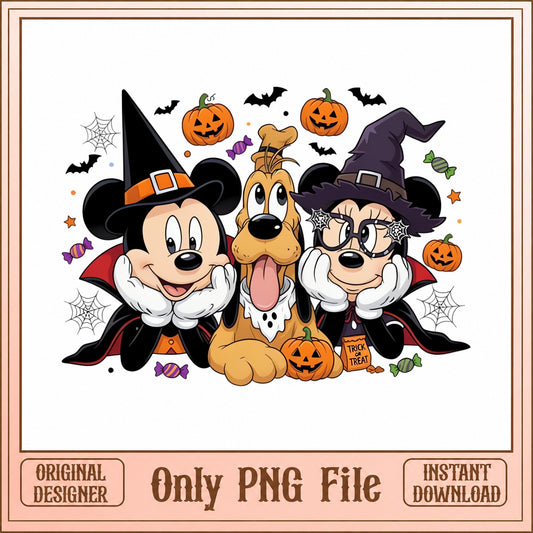 Mickey And Minnie Halloween PNG, Disney Pluto PNG, Trick Or Treat PNG