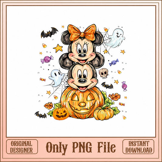 Mickey And Minnie Halloween PNG, Disney Pumpkin Clipart, PNG