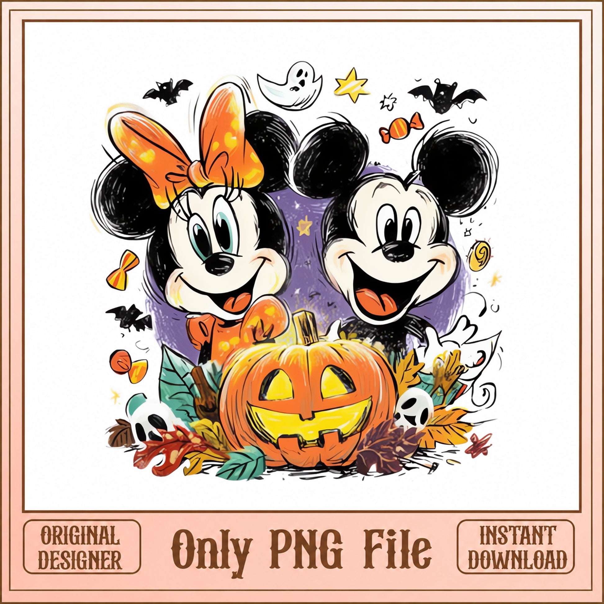 Mickey And Minnie Halloween PNG, Disney Pumpkin PNG, Fall PNG