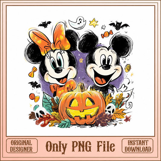 Mickey And Minnie Halloween PNG, Disney Pumpkin PNG, Fall PNG