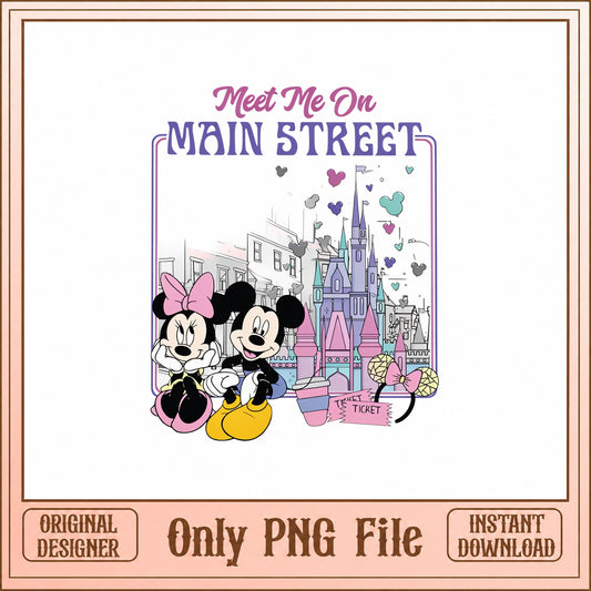 Mickey And Minnie Main Street SVG, Disney Castle, PNG File