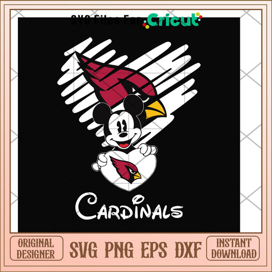 Mickey Arizona Cardinals heart shape svg, mickey svg, new nfl svg