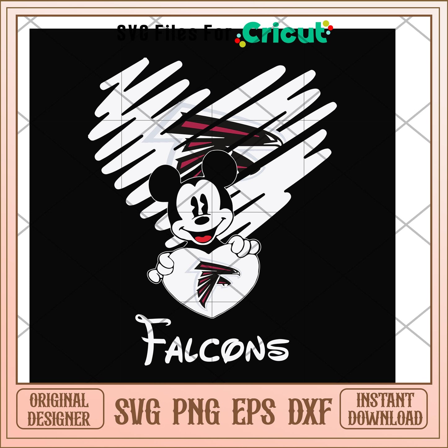 Mickey Atlanta Falcons heart shape svg, mickey svg, new nfl svg