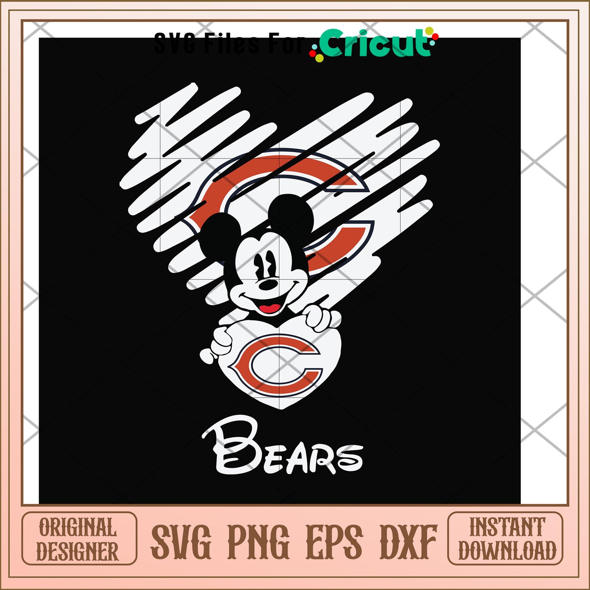 Mickey Bears heart shape svg, mickey svg, new nfl svg