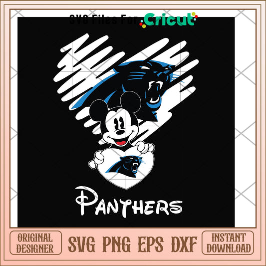 Mickey Carolina Panthers heart svg, mickey svg, new nfl svg