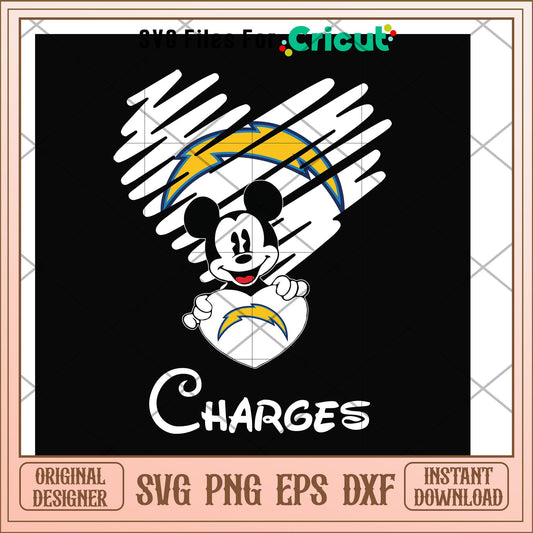 Mickey Chagers heart svg, mickey svg, new nfl svg