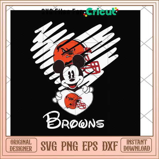 Mickey Cleveland Browns heart svg, mickey svg, new nfl svg