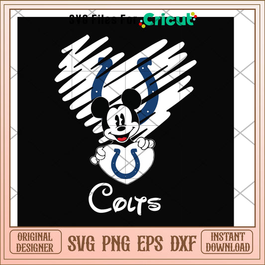 Mickey Colts heart shape svg, mickey svg, new nfl svg