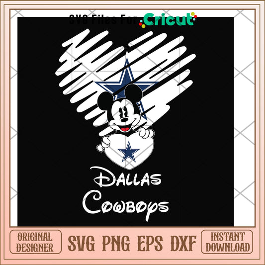 Mickey Dallas cowboys heart shape svg, mickey svg, new nfl svg