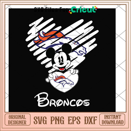 Mickey Denver Broncos heart shape svg, mickey svg, new nfl svg