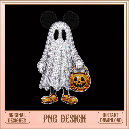 Mickey Ghost Halloween PNG, Disney Rhinestone Ghost PNG, Trick Or Treat PNG