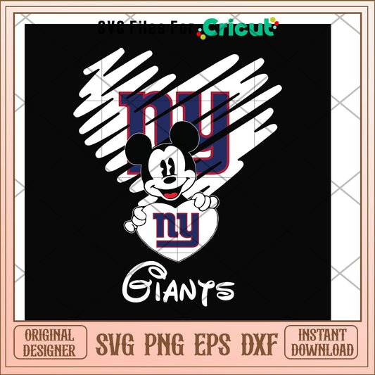 Mickey Giants heart shape svg, mickey svg, new nfl svg