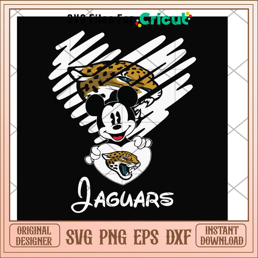 Mickey Jacksonville Jaguars heart shape svg, mickey svg, new nfl svg