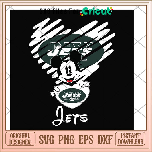 Mickey Jets heart shape svg, mickey svg, new nfl svg