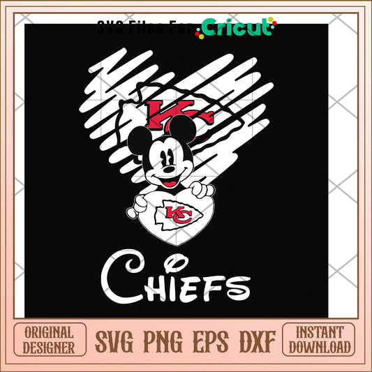 Mickey Kansas City Chiefs heart svg, mickey svg, new nfl svg