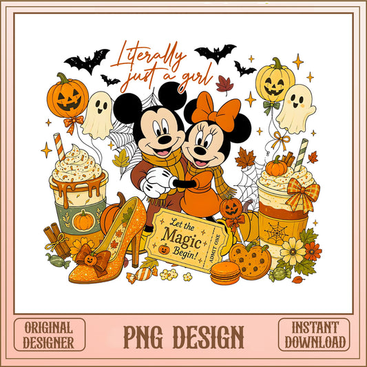 Mickey Minnie Halloween Fall PNG, Disney Retro PNG, Pumpkin PNG