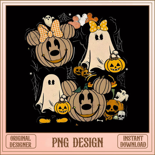 Mickey Minnie Halloween PNG, Disney Ghost Pumpkin, Retro PNG