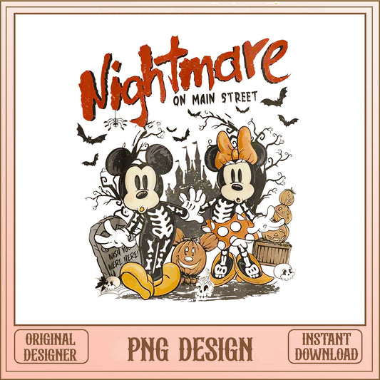 Mickey Minnie Nightmare On Main Street PNG, Disney Halloween PNG, Skeleton PNG