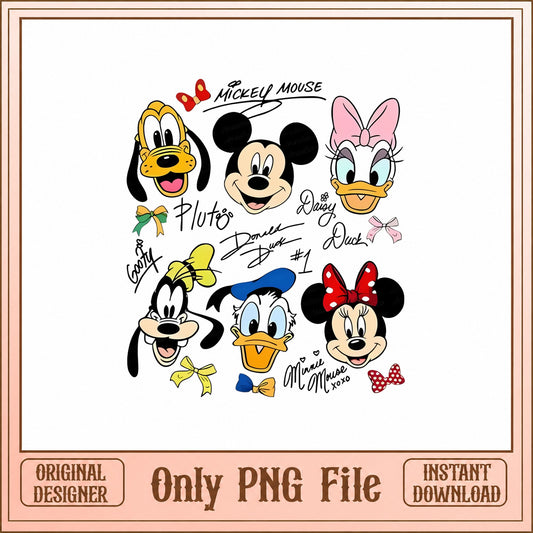 Mickey Mouse And Friends PNG, Disney Characters Bundle, PNG File