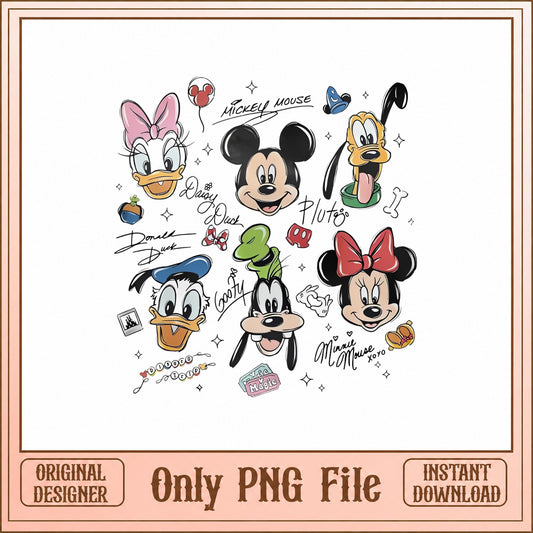 Mickey Mouse And Friends PNG, Disney Characters Clipart, PNG File