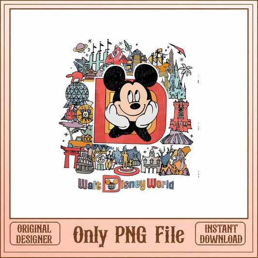 Mickey Mouse Disney World PNG, Disney Parks Attractions, PNG File