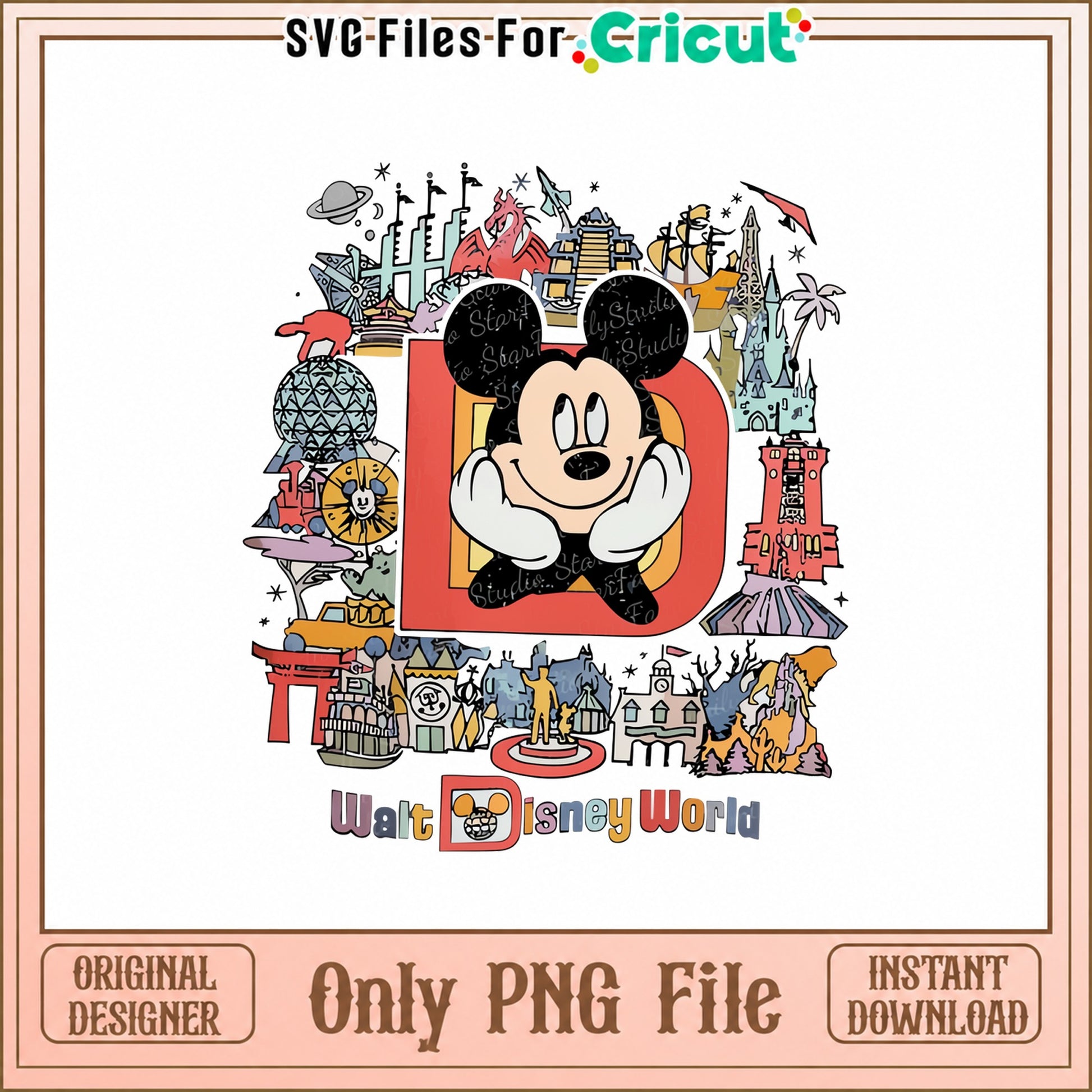 Mickey Mouse Disney World SVG, Theme Park Attractions, PNG