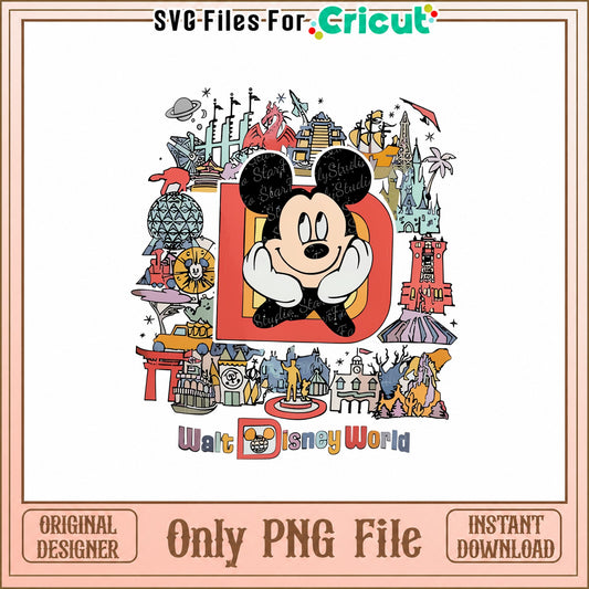 Mickey Mouse Disney World SVG, Theme Park Attractions, PNG