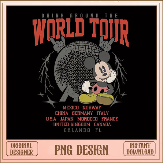 Mickey Mouse Drink Around The World Tour PNG, Epcot PNG, Disney Trip PNG
