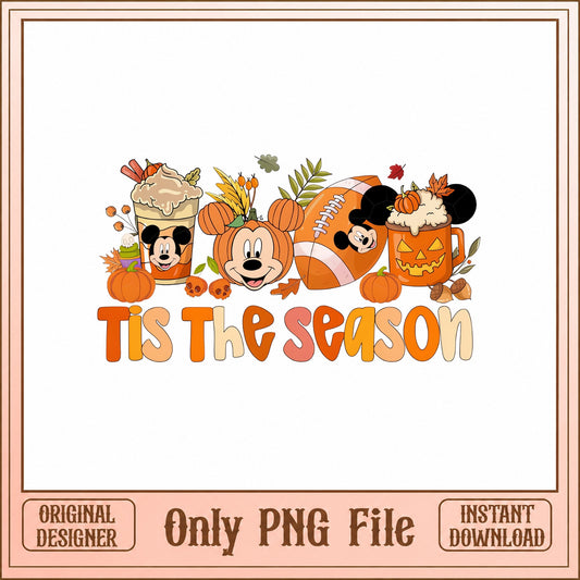Mickey Mouse Fall Tis The Season PNG, Thanksgiving Pumpkin, Disney PNG