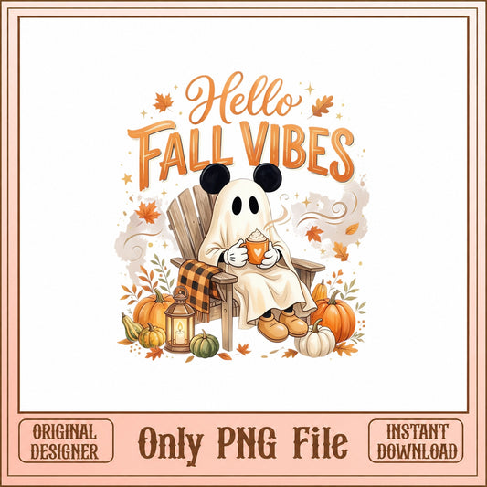Mickey Mouse Fall Vibes PNG, Disney Autumn Ghost, Halloween PNG