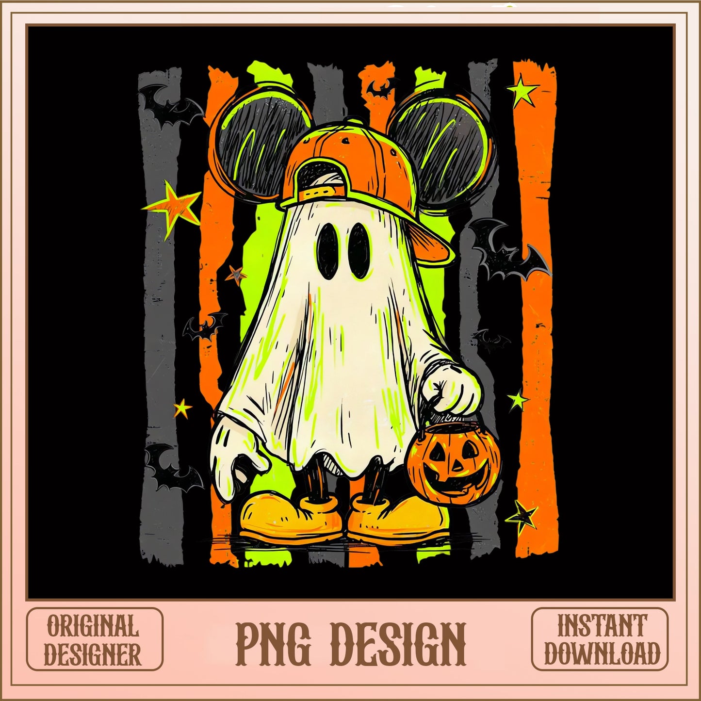Mickey Mouse Ghost Halloween PNG, Retro Disney Spooky PNG, Trick Or Treat PNG