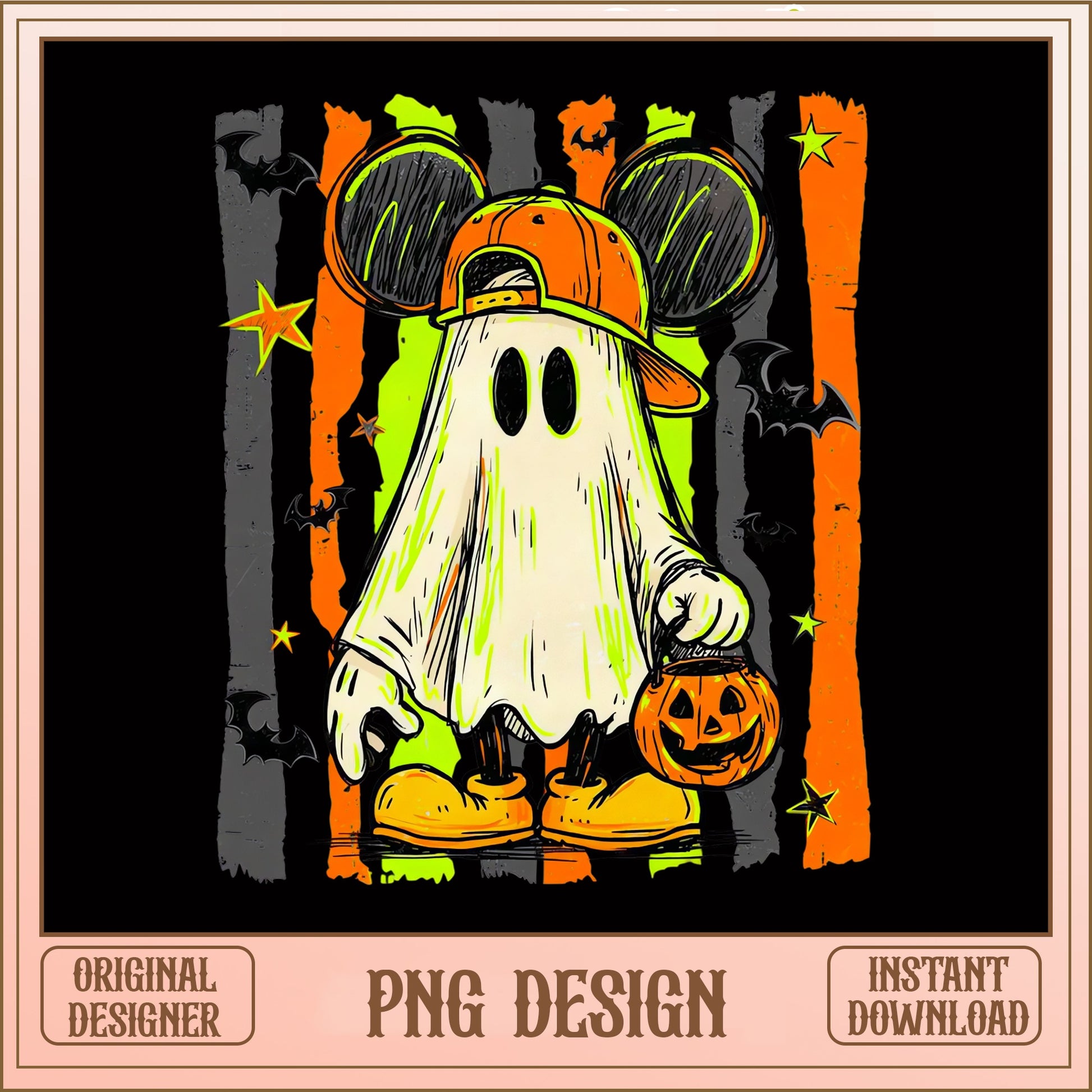 Mickey Mouse Ghost Halloween PNG, Retro Disney Spooky PNG, Trick Or Treat PNG