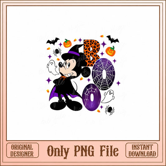 Mickey Mouse Halloween Boo PNG, Disney Witch PNG, Spooky PNG