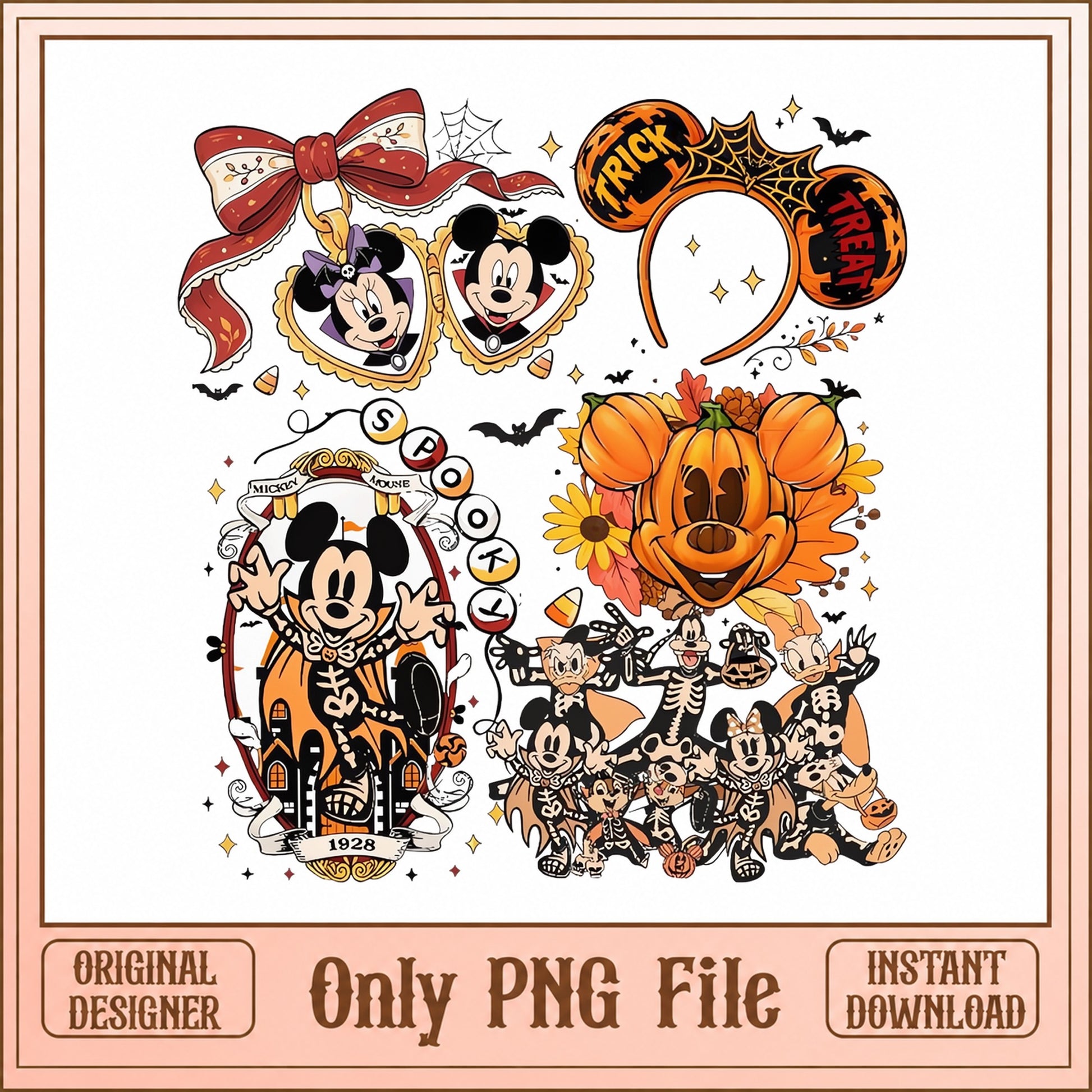 Mickey Mouse Halloween Bundle PNG, Disney Halloween PNG, Trick Or Treat PNG
