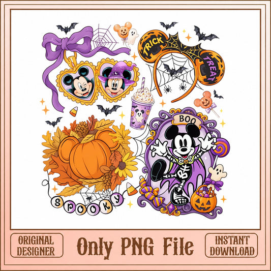 Mickey Mouse Halloween PNG Bundle, Disney Spooky PNG, Trick Or Treat PNG