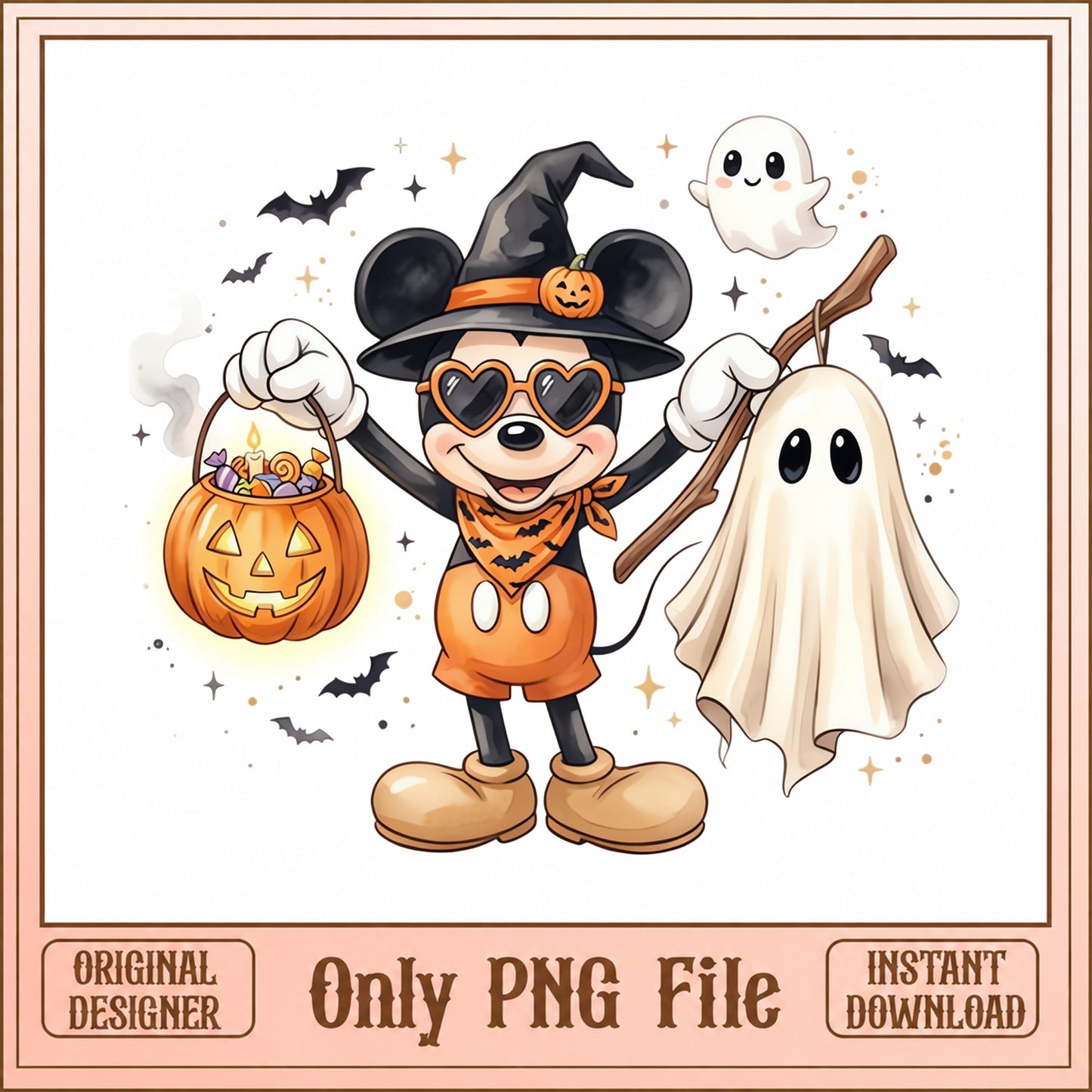 Mickey Mouse Halloween PNG, Cute Disney Witch Clipart, PNG File