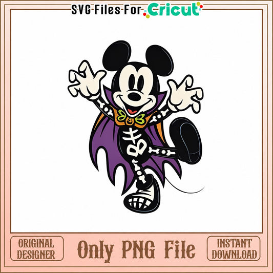 Mickey Mouse Halloween PNG, Disney Vampire Skeleton, PNG File