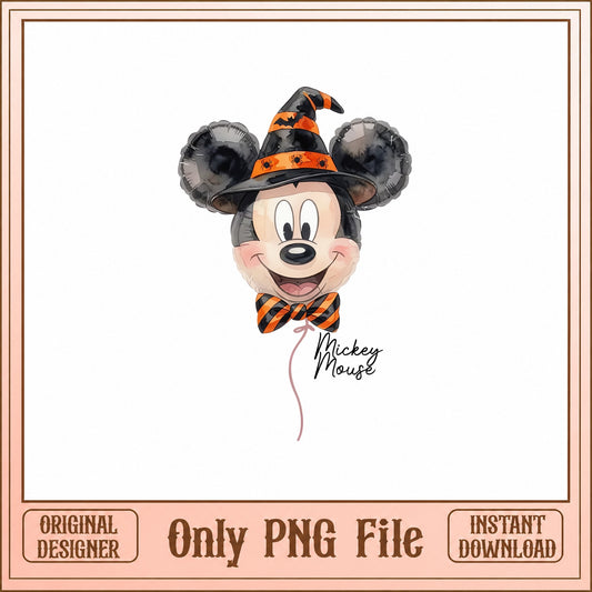 Mickey Mouse Halloween PNG, Disney Witch Hat Balloon, PNG File