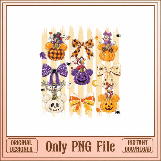 Mickey Mouse Halloween Pumpkin PNG, Disney Halloween Bows, PNG