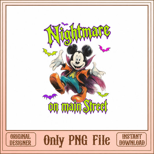 Mickey Mouse Halloween SVG, Nightmare On Main Street, Disney PNG
