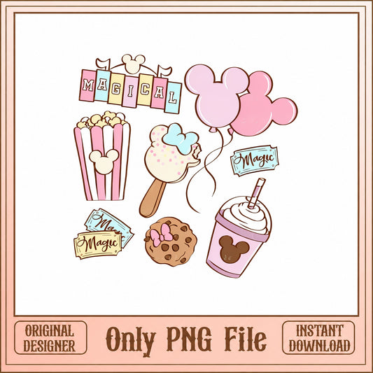 Mickey Mouse Magical Snacks Clipart, Disney Theme Park PNG