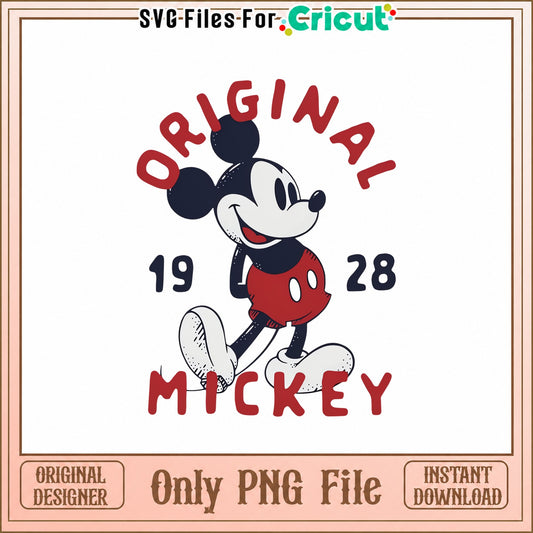 Mickey Mouse Original 1928 SVG, Vintage Disney SVG, Retro PNG