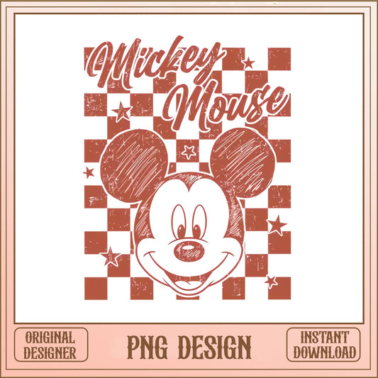 Mickey Mouse Retro Checkered PNG, Disney Vintage PNG, Mickey PNG