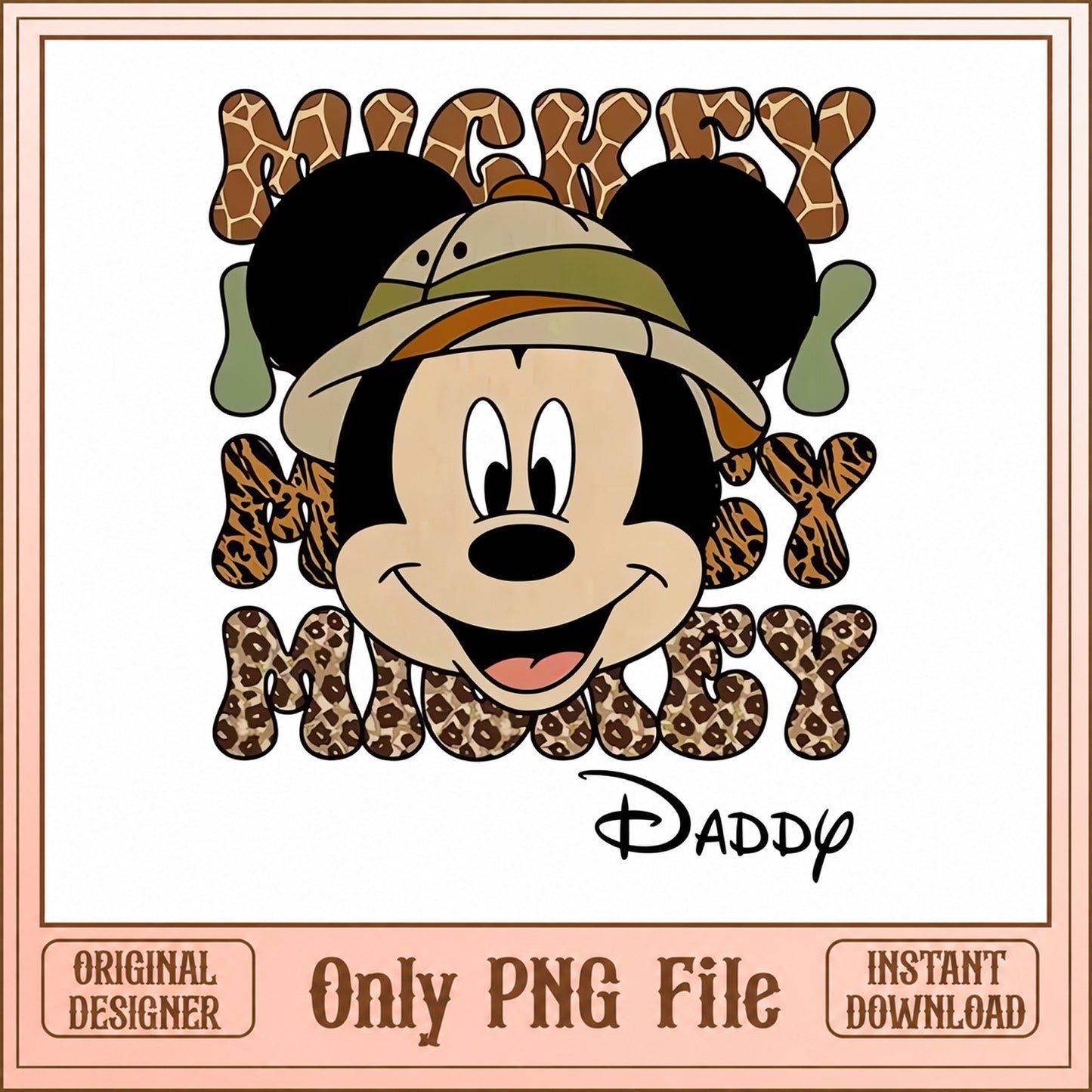 Mickey Mouse Safari PNG, Animal Print Disney, Daddy PNG
